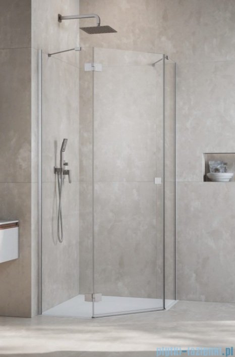 Radaway Essenza Ptj Brushed Nickel kabina pięciokątna 80x90cm lewa szczotkowany nikiel 1385010-91-01L/1385052-01-01