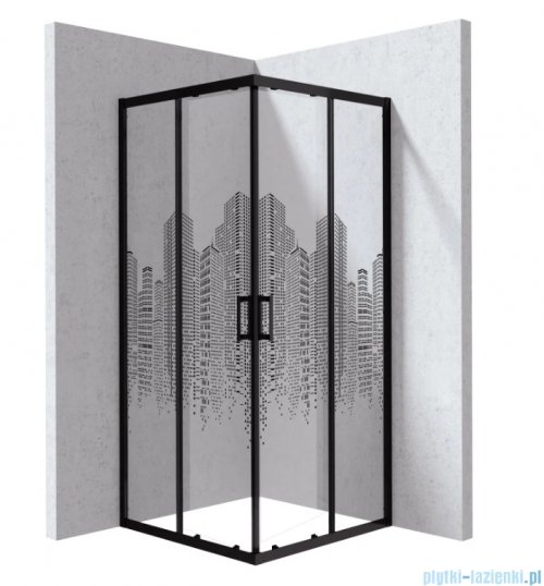 Deante Funkia Evo kabina prysznicowa kwadratowa 90x90cm Nero z wzorem KYC_ND99P