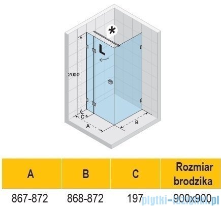 Riho Scandic NXT X203 kabina prysznicowa lewa 90x90cm czarna G001055121
