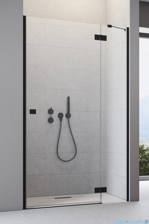 Radaway Essenza Black Dwj drzwi wnękowe 80cm prawe szkło przejrzyste 1385012-54-01R