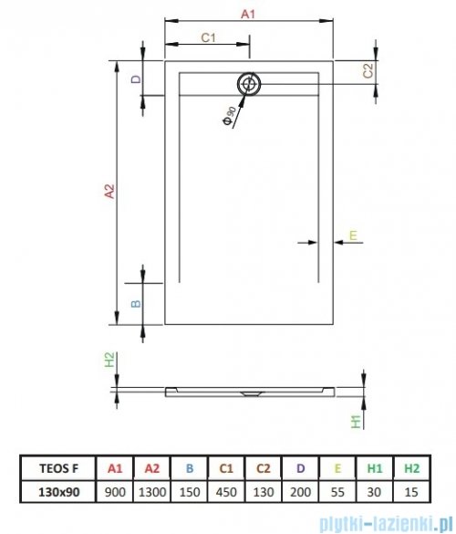Radaway Teos F brodzik 130x90cm biały HTF13090-04