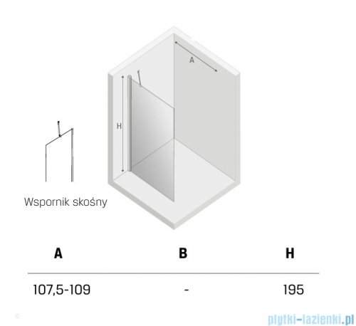 New Trendy New Soleo Black 110x195 cm kabina Walk-In czarny mat/szkło przejrzyste K-0771