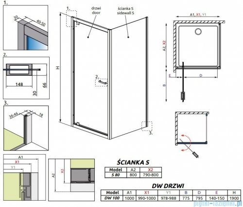 Radaway Twist DW+S Kabina prysznicowa 100x80 szkło brązowe 382003-08/382011-08
