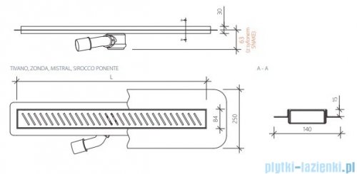 Wiper New Premium Ponente Odpływ liniowy z kołnierzem 70 cm szlif 100.1972.02.070