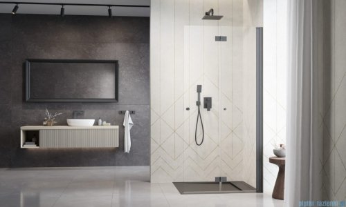 Radaway Nes 6 Brushed GunMetal KDD B kabina walk-in 90cm prawa szczotkowany grafit szkło przejrzyste 10024090-92-01R