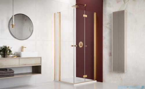 Radaway Nes Gold KDD B / KDD II kabina 100x100cm prawa złoty połysk przejrzyste 10024100-09-01R/10016100-09-01L