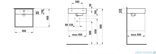 Laufen Kartell umywalka ścienna z ukrytym liniowym odpływem 46x46cm biały mat  H8153317571111