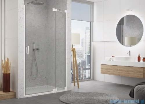 SanSwiss Cadura White Line drzwi wahadłowe 75cm jednoczęściowe prawe z polem stałym biały mat CA13D0750907