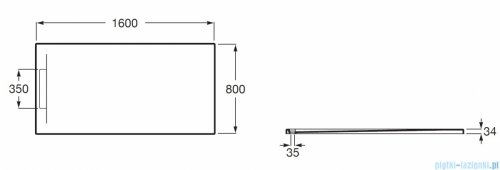 Roca Pyros 160x80cm brodzik prostokątny kompozyt Stonex biały AP90164032003100