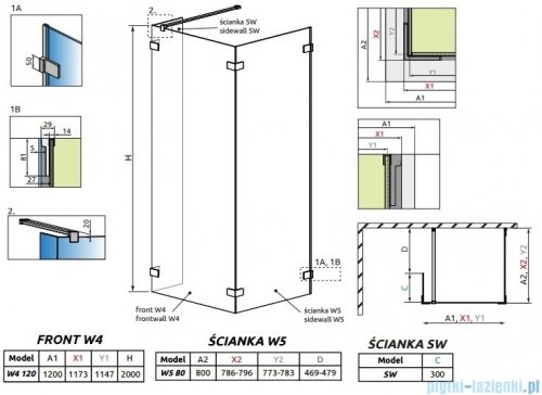 Radaway Euphoria Walk-in IV kabina 120x80cm szkło przejrzyste 383144-01-01/383150-01-01/383160-01-01