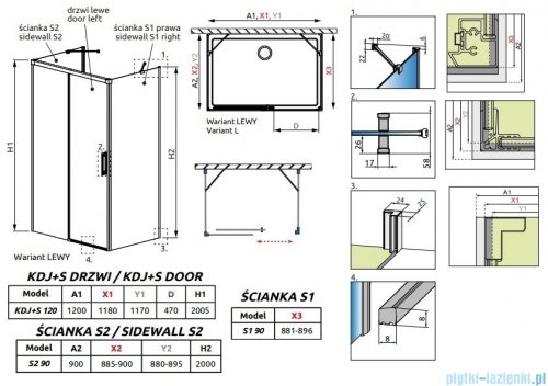 Radaway Idea Black Kdj+s kabina prysznicowa 90x120x90 lewa czarny mat/szkło przejrzyste 10116120-54-01L/387050-54-01R/10117090-01-01