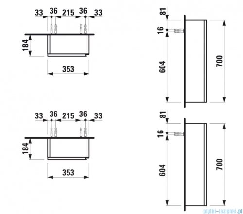 Laufen Lani kolumna łazienkowa niska 1 drzwi lewa BIAŁY MAT H4037011122601