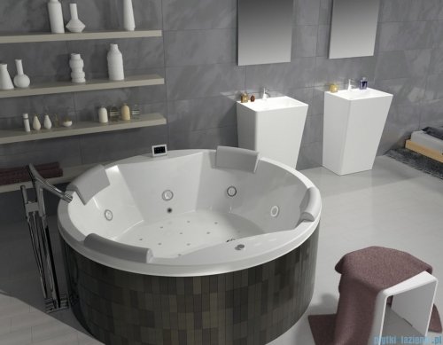 Riho Limited Carmen wanna okrągła 180cm z hydromasażem Thermae Line + zagłówki szare B038006005