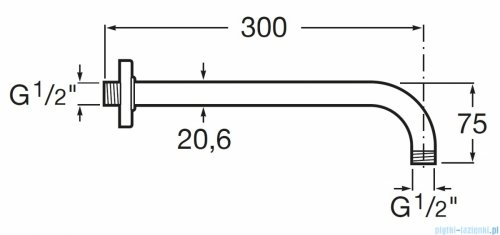 Roca ramię ścienne do głowic prysznicowych, chrom A5B0150C00