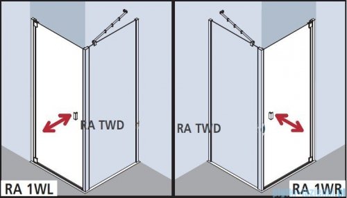 Kermi Raya Drzwi wahadłowe, 1-skrzydłowe, prawe, szkło przezroczyste z KermiClean, profile srebrne 90x200 RA1WR09020VPK