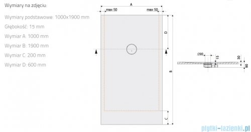 Sanplast Structure Mineral B-M/STRUCTURE brodzik prostokątny 100x180x1,5 cm szary mleczny 645-360-0710-55-010