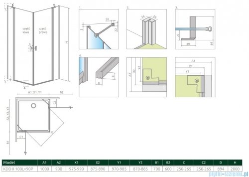 Radaway Nes Black KDD II kabina 100x90 czarny mat/szkło przejrzyste 10031100-54-01L/10031090-54-01R