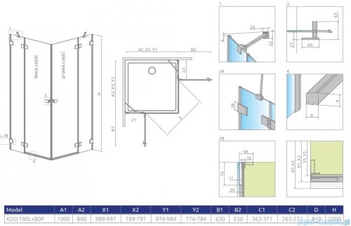 Radaway Essenza Pro Kdd kabina 100x80cm przejrzyste 10096100-01-01L/10096080-01-01R