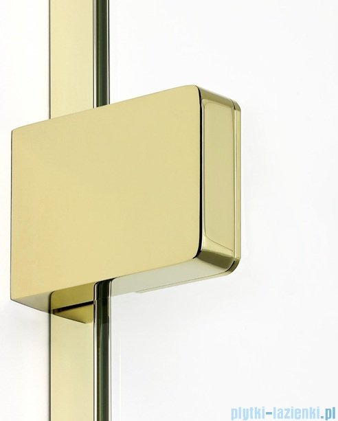 New Trendy Eventa Gold Shine kabina prysznicowa przyścienna z drzwiami bocznymi 80x80x200 cm przejrzyste lewe Złoty połysk EXK-4816