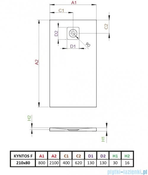 Radaway Kyntos F brodzik 210x80cm antracyt HKF21080-64