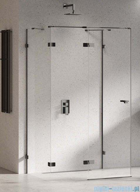 New Trendy Eventa Black Chrome kabina prysznicowa przyścienna 80x90x200 przejrzyste Lewa czarny połysk EXK-6250