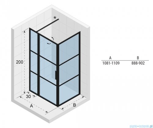 Riho Grid GB203 kabina prysznicowa 110x90cm czarna G004017121