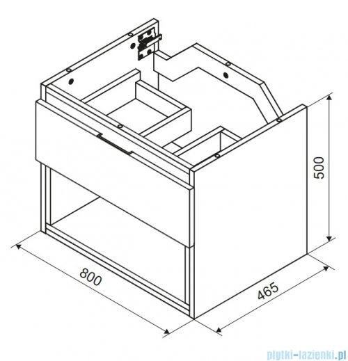 Excellent Tuto 2.0 szafka wisząca front gładki niski czarny 80x50x46,5 cm blat dąb Hikora MLEX.2171.K.80.01BL.BKBK