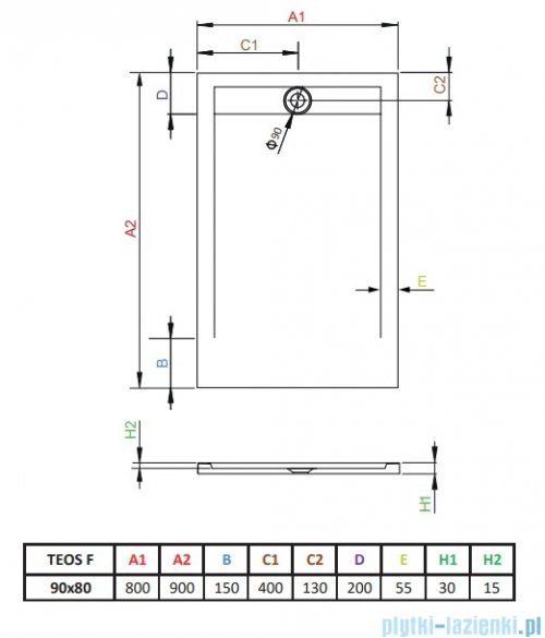 Radaway Teos F brodzik 90x80cm czarny HTF9080-54