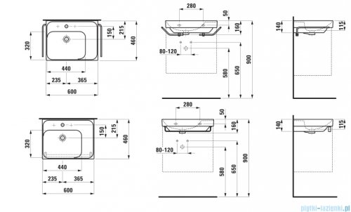 Laufen Meda umywalka ścienna 60x46cm czarny mat H8171117161041