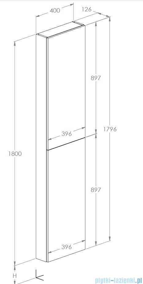 Roca Extra kolumna wysoka slim 180x40x12 CZARNY MAT A857911532