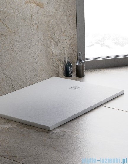 New Trendy Mori brodzik konglomeratowy prostokątny 140x90x3 cm biały B-0437