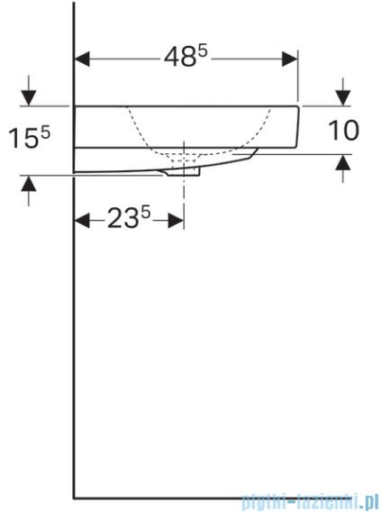 Geberit iCon Umywalka ścienna bez otworu na baterię z przelewem 60x48 cm KeraTect 124063600