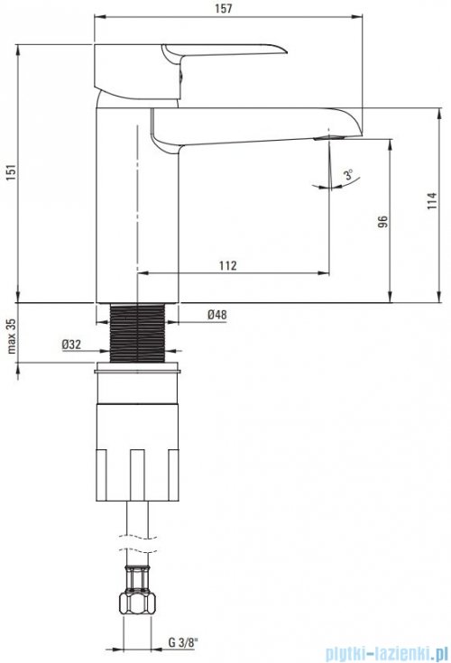 Deante Corio bateria umywalkowa chrom BFC 020M