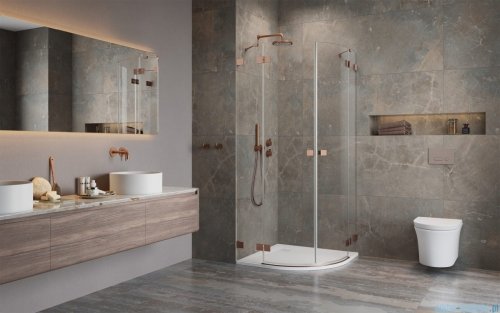 Radaway Essenza Pro Brushed Copper Pdd kabina 90x80cm szczotkowana miedź 10095090-93-01L/10095080-93-01R
