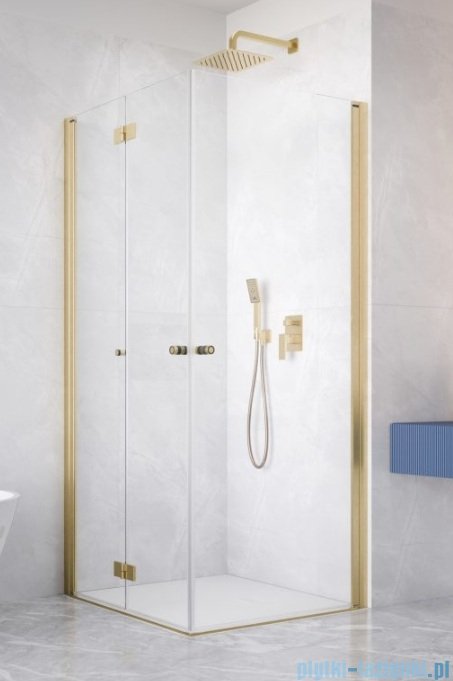 Radaway Nes Brushed Gold KDD B / KDD I kabina 90x90cm lewa szczotkowane złoto przejrzyste 10024090-99-01L/10015090-99-01R