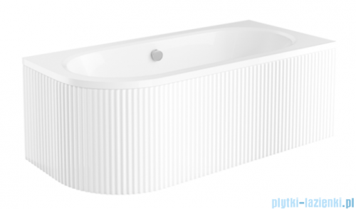 Besco Avita 180x80cm wanna asymetryczna prawa + obudowa BIAŁA RYFLOWANA  + syfon #WAV-180-NP/OAV-180-NSR/19975