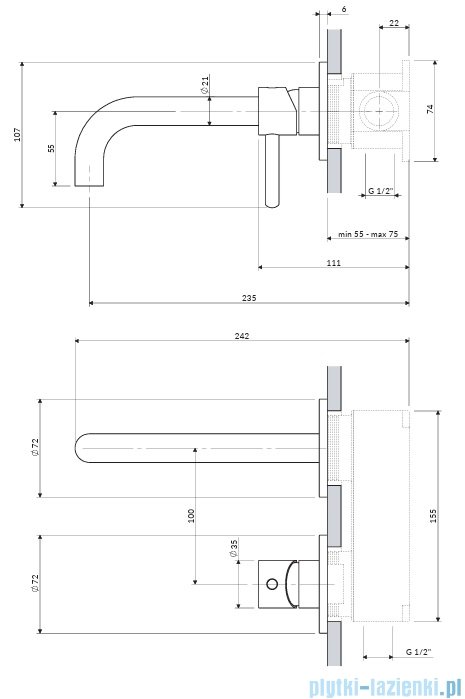 Omnires Y bateria umywalkowa element natynkowy złoty połysk Y1215HROGL
