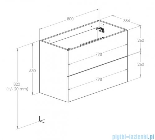Roca Kwadro szafka 80x38x53 cm czarny połysk A857970351