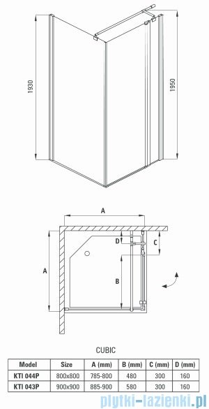 Deante Cubic Kabina kwadratowa z drzwiami uchylnymi 90x90x195cm KTI 043P
