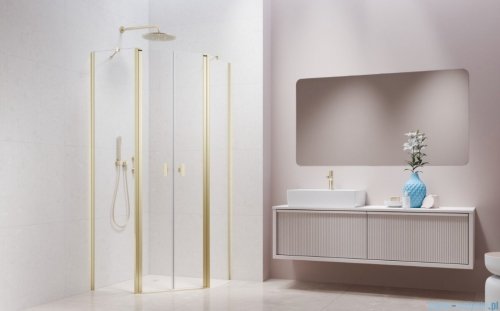 Radaway Nes Brushed Light Gold Ptd kabina pięciokątna 80x100cm szczotkowane jasne złoto 10051000-98-01/10051300-98-01