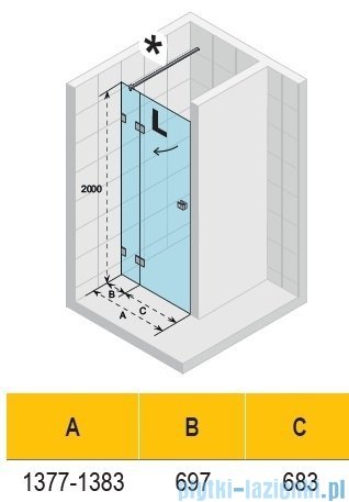 Riho Scandic NXT X104 drzwi prysznicowe chrom prawe 138x200cm G001028120