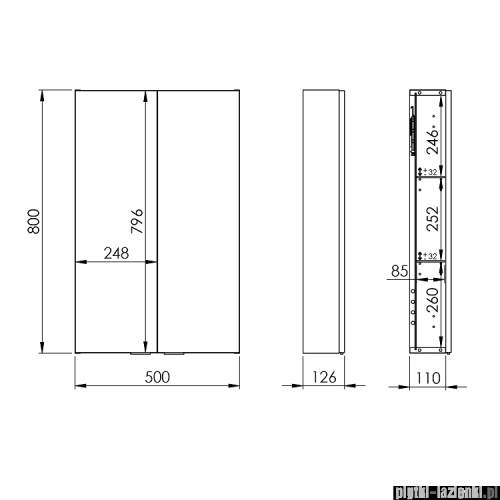 Elita For All szafka wisząca 50x80x12cm biały połysk 167407