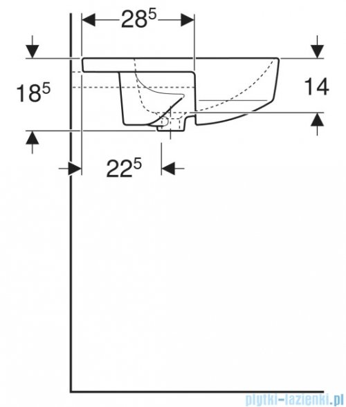 Geberit VariForm Umywalka okrągła z półką, częściowo wpuszczana w blat 50cm KeraTect 500.782.00.2