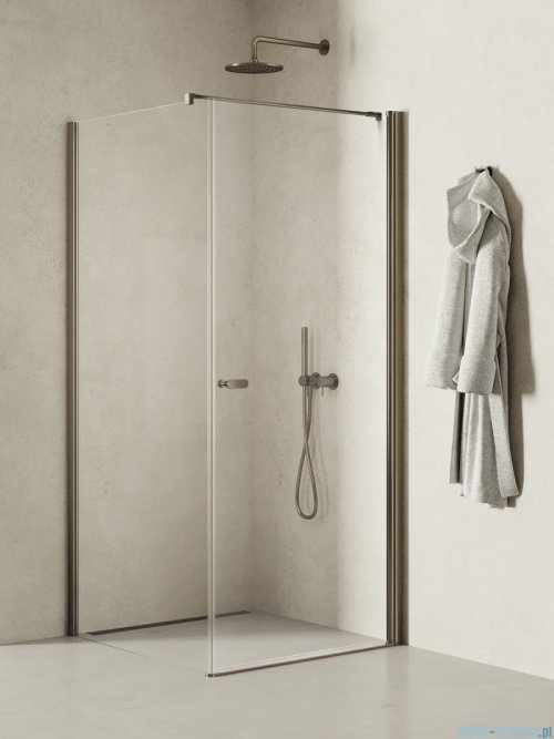 New Trendy New Soleo Gunmetal Brushed 100x120x195 cm kabina wspornik prosty grafit szczotkowany/szkło przejrzyste K-2148-WP