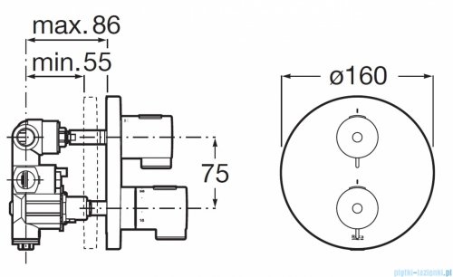 Roca T-500 bateria wanowo-prysznicowa termostatyczna podtynkowa Chrom  A5A2K18C00