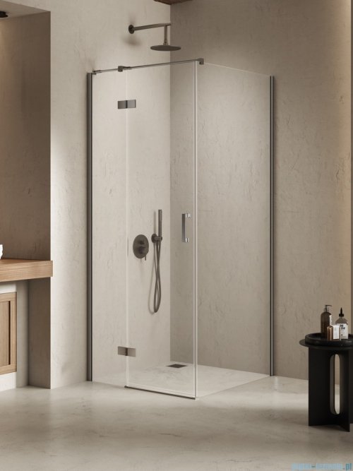 New Trendy Nesta Gunmetal Brushed kabina 80x80x200 cm lewa wspornik równoległy grafit szczotkowany/szkło przejrzyste K-4697