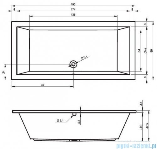 Riho Lusso wanna prostokąta 200x90cm z hydromasażem BLISS lewa B016005005