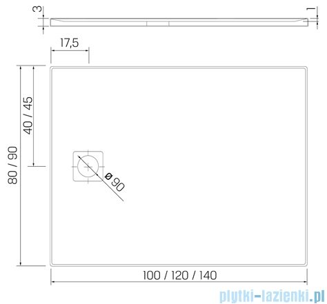 New Trendy Mori brodzik konglomeratowy prostokątny 100x80x3 cm biały B-0432