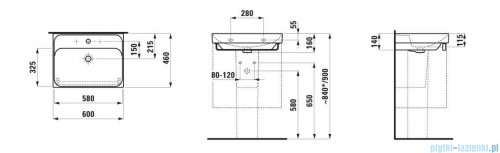 Laufen Meda umywalka ścienna 60x46cm grafitowy mat H8101137581041
