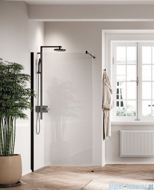 Novellini Kali H Kabina walk-in 90cm profile czarne KALIH90-1H